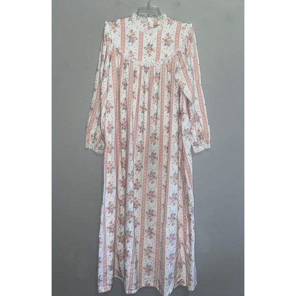 L.L. Bean Other - Vintage LL Bean By Lanz Flannel Nightgown Floral Ruffle Cottage Prairie Pink XL